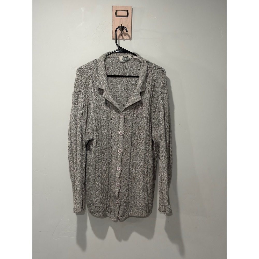 Northern Reflections Parkhurst Grey Cable Knit Cardigan Sweater Vintage Size M